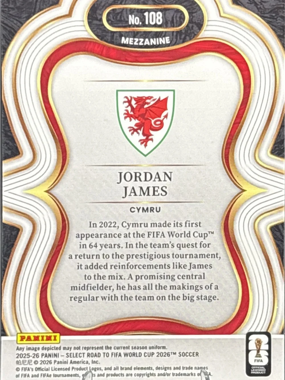 Panini Select Jordan James Rookie FIFA World Cup 2026 Trading Card